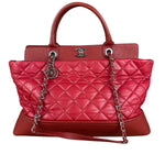 Chanel Red Quilted Caviar Be CC 2Way Tote Bag 2014
