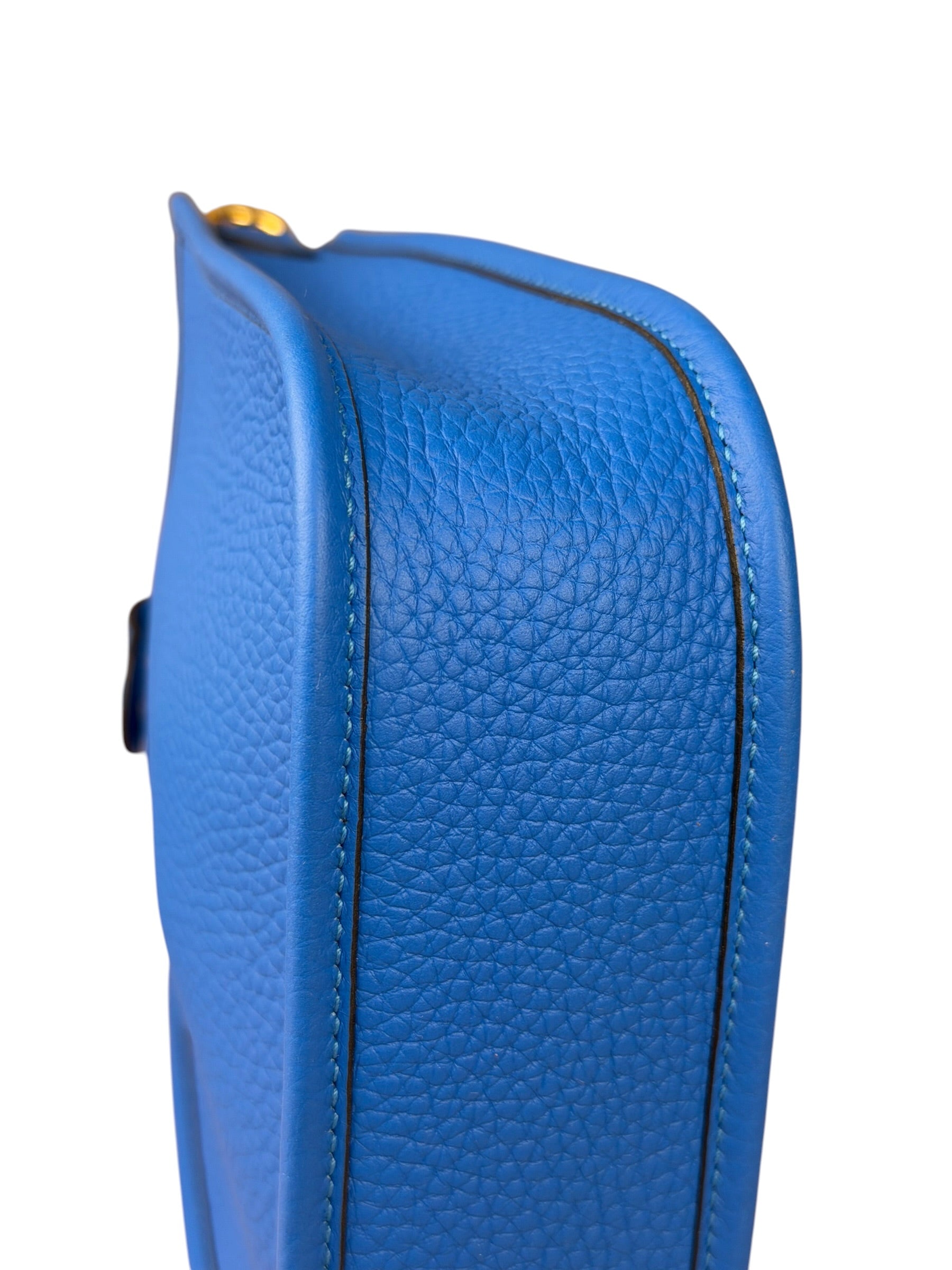 Hermes Bleu Hydra Leather Clemence Cordage Mini Evelyne TMP16