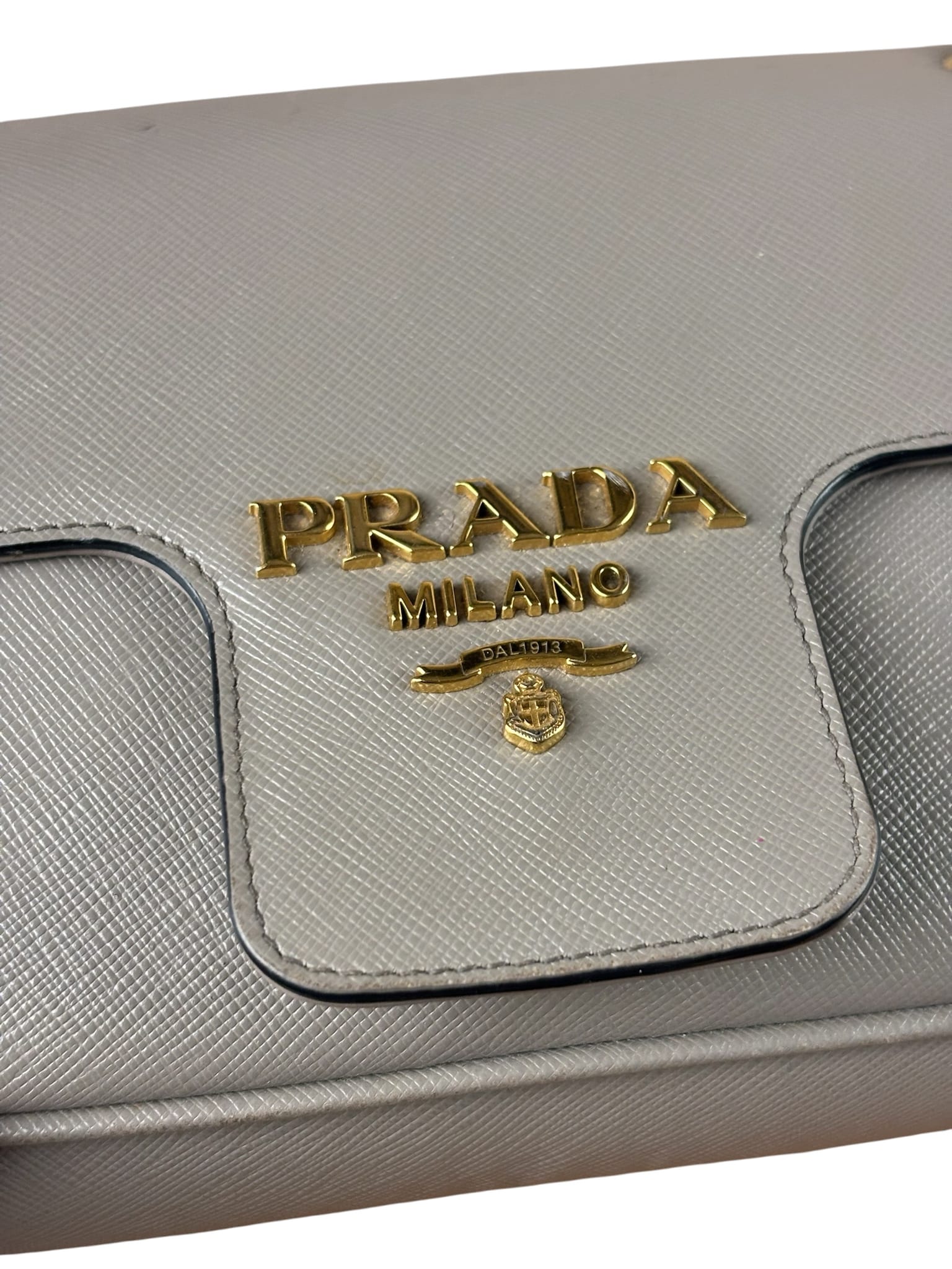 Prada Grey Saffiano Leather Cuir Pattina Crossbody