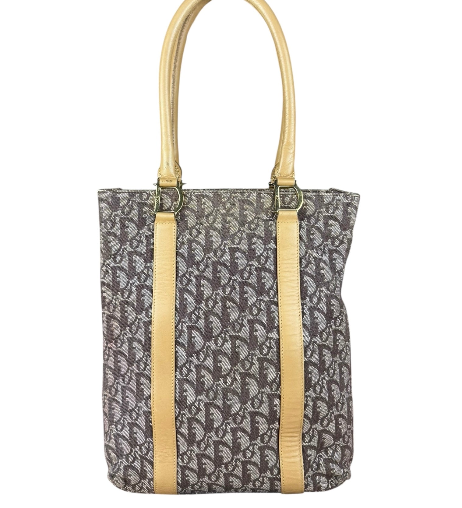 Christian Dior Vintage Trotter Print Tote Brown