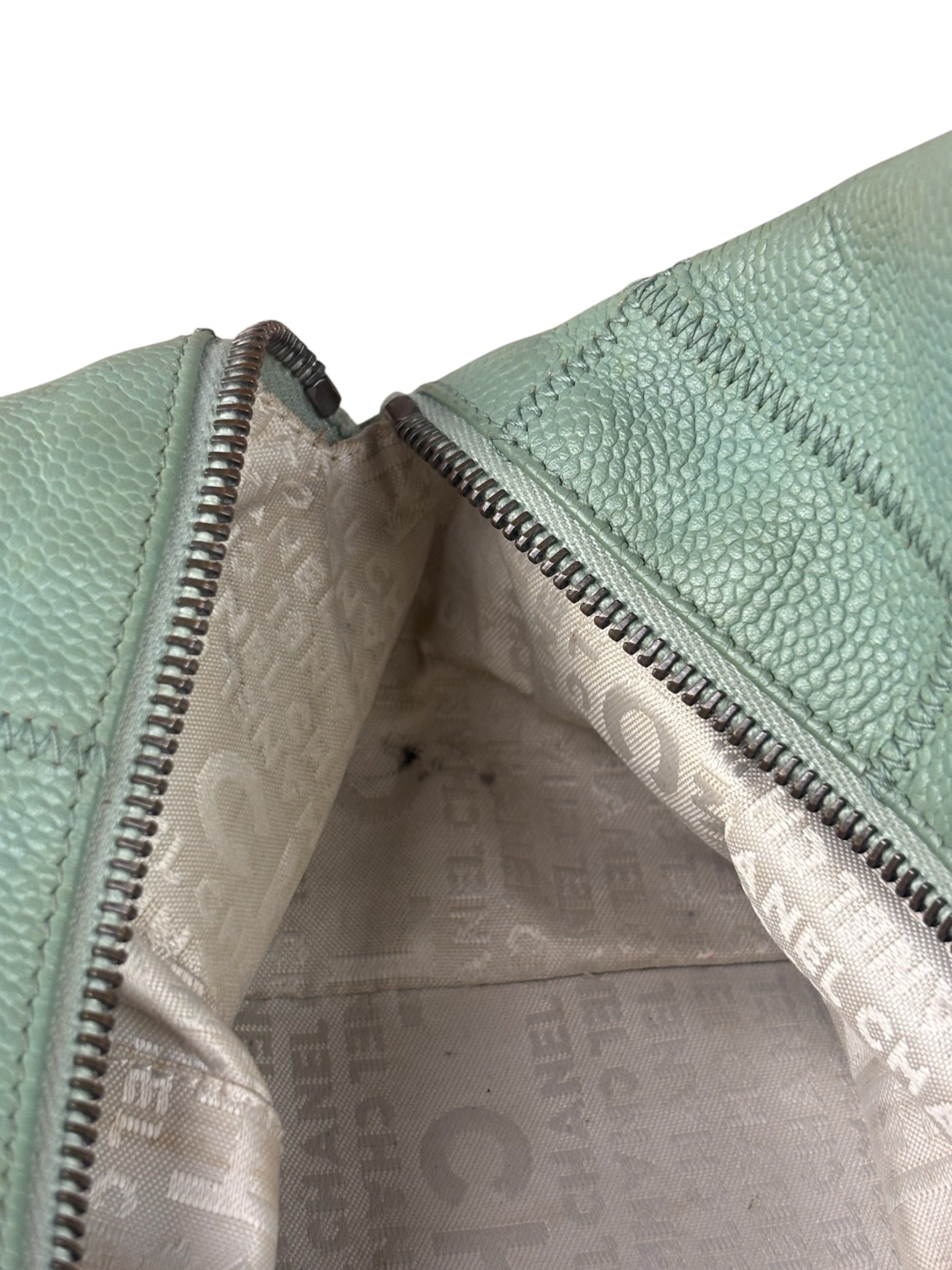 Chanel Light Green Quilt LAX Leather Bowler Bag 2004