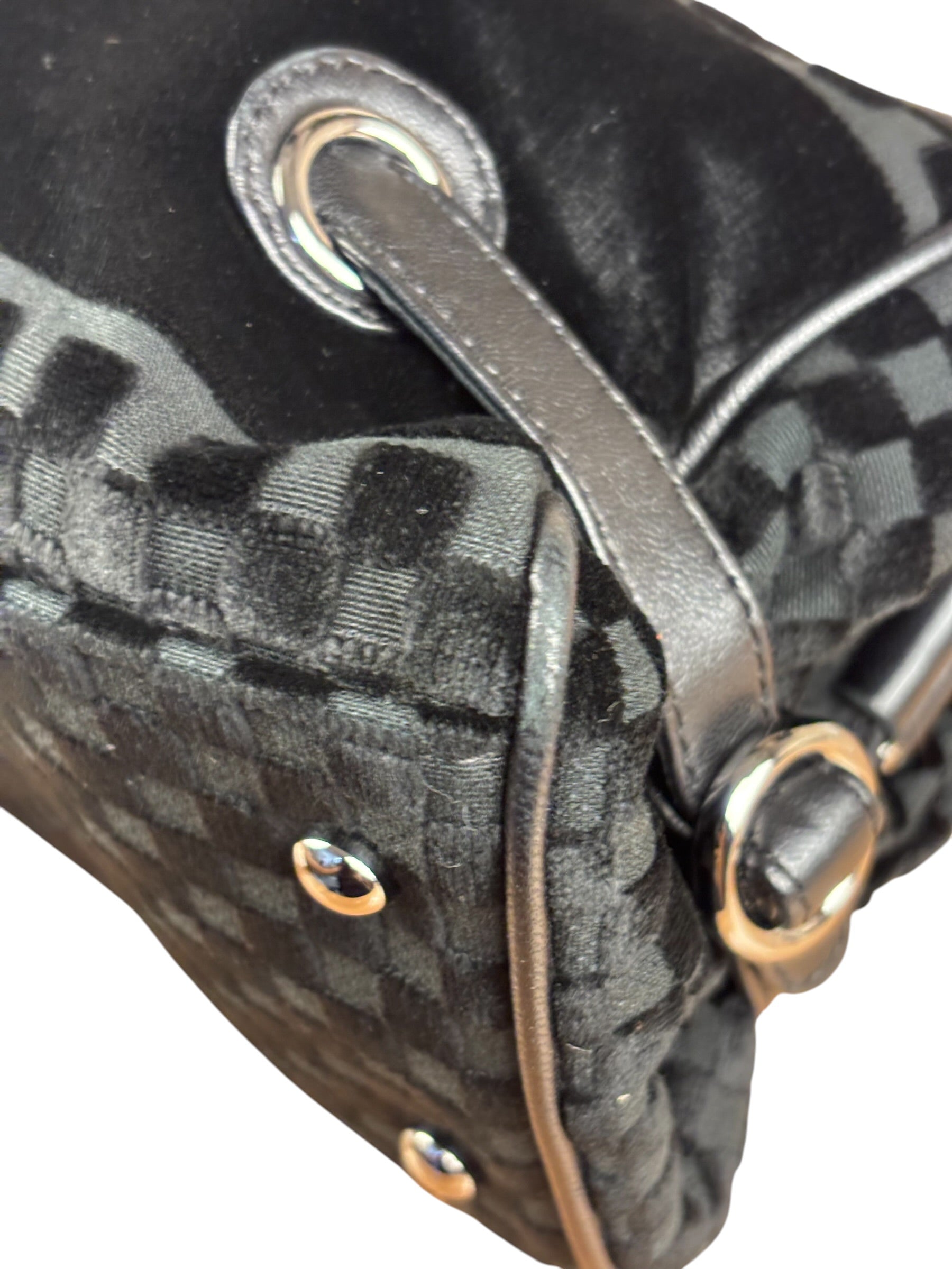 Chanel Black Velvet Leather Trim Kiss-Lock Two-Way Bag 2006