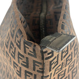 Fendi FF Vintage Brown Zucca Print Zip Shoulder Tote
