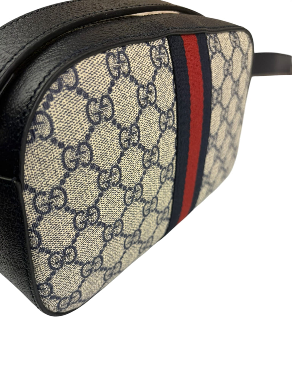 Gucci Navy/Beige Leather GG Supreme Small Ophidia Camera Bag