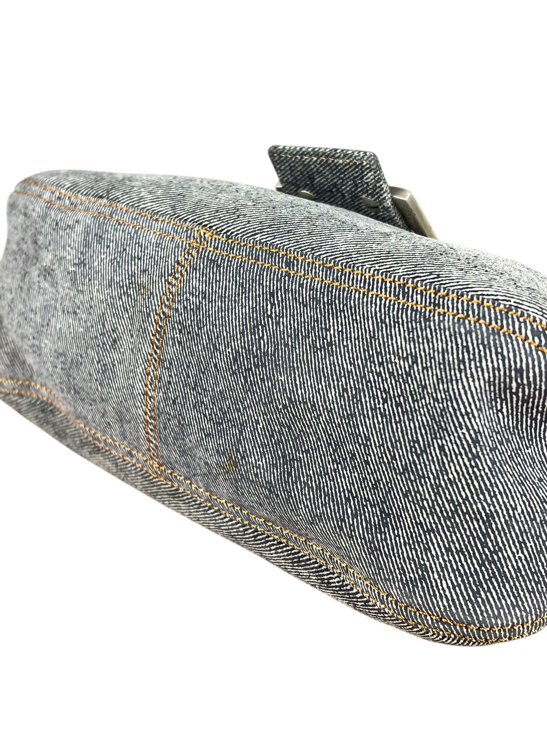 Fendi Light Denim Toned Canvas Baguette Shoulder Bag