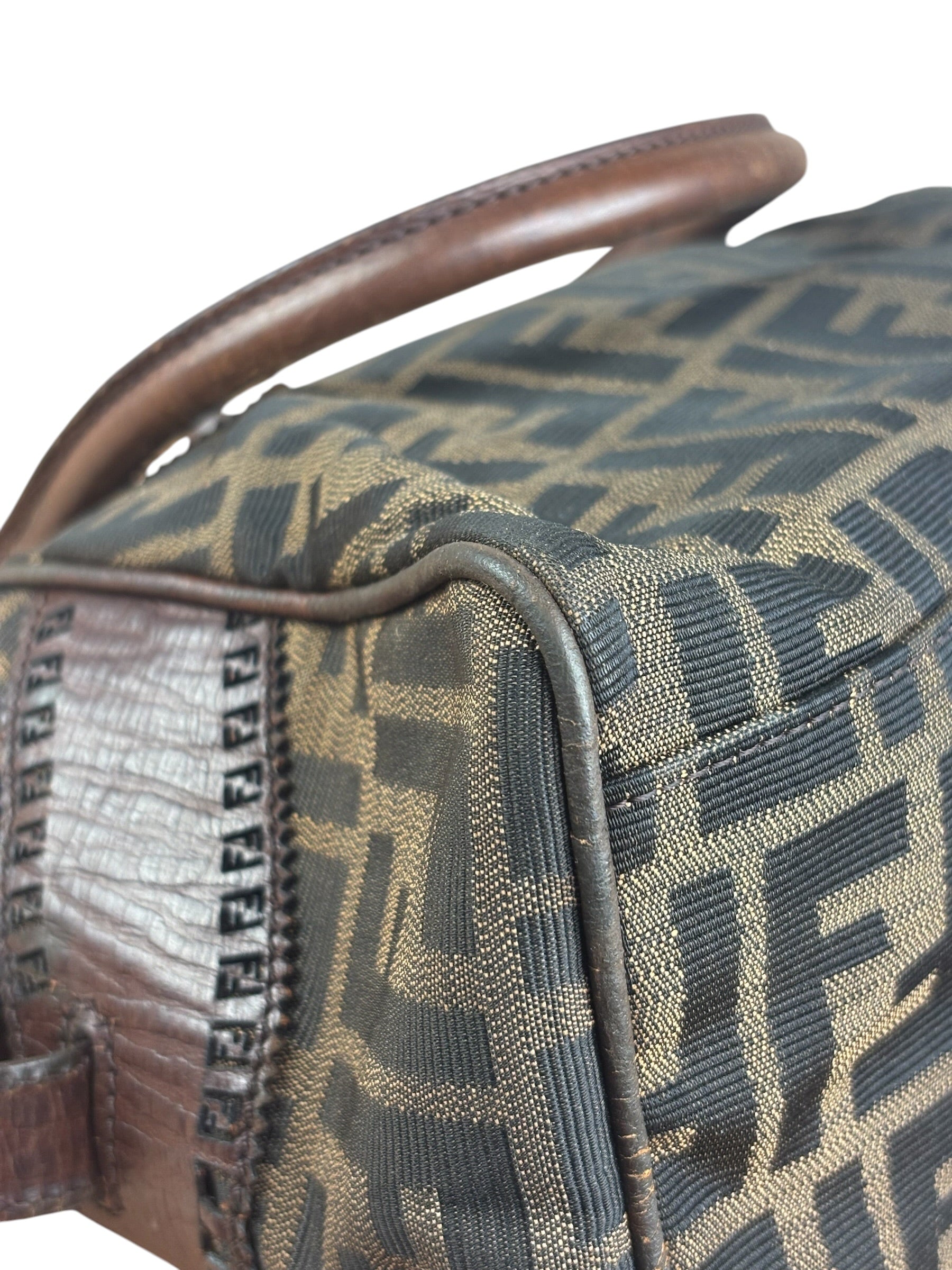 Fendi Leather Trim Zucca Canvas Du Jour Tote Bag