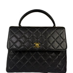 Chanel Vintage Black Caviar Quilted Leather Kelly Top Handle Bag 1996