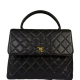 Chanel Vintage Black Caviar Quilted Leather Kelly Top Handle Bag 1996