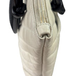 Chanel White Calfskin Quilted Python-Embossed Ligne Cambon Flat Tote Bag 2004