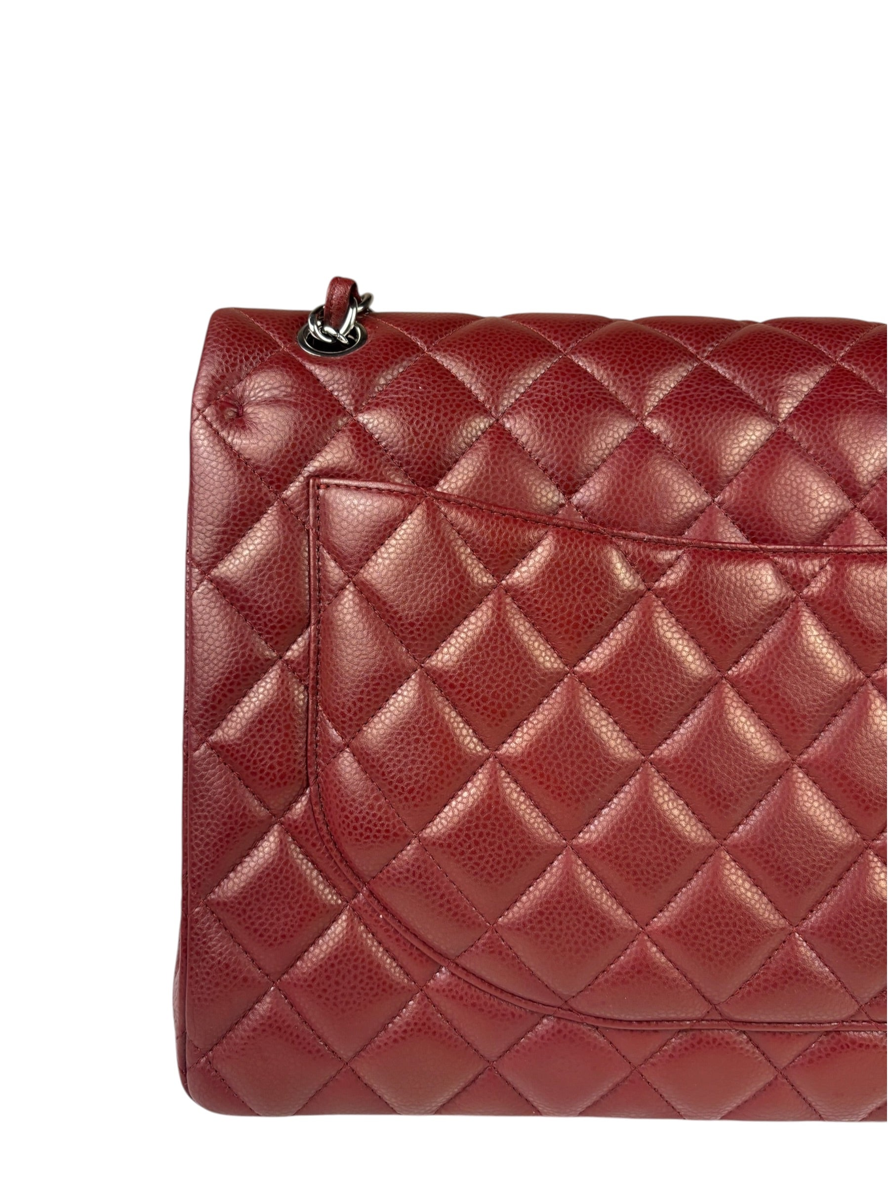 Chanel Burgundy Quilted Leather Jumbo Classic Double Flap Bag 2011