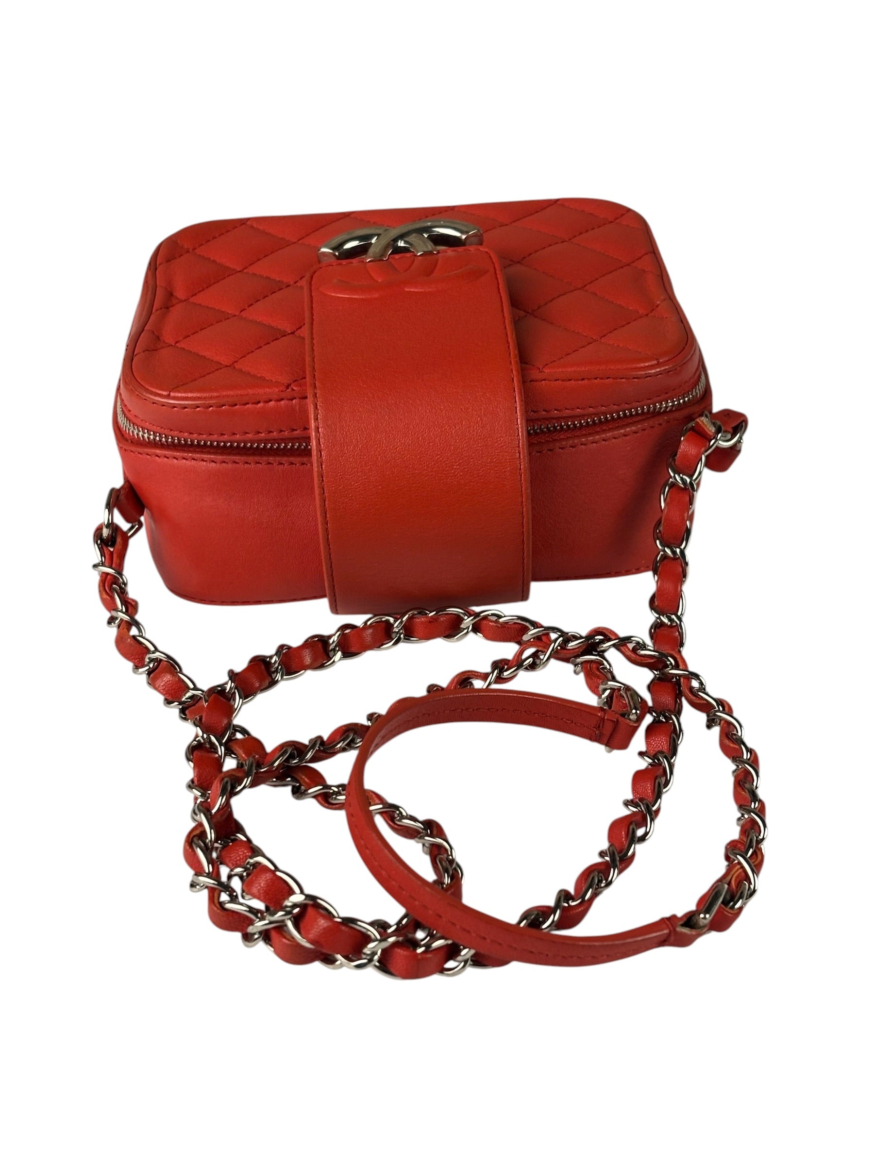 Chanel Red Quilted Lambskin Nano CC Box Camera Bag 2018