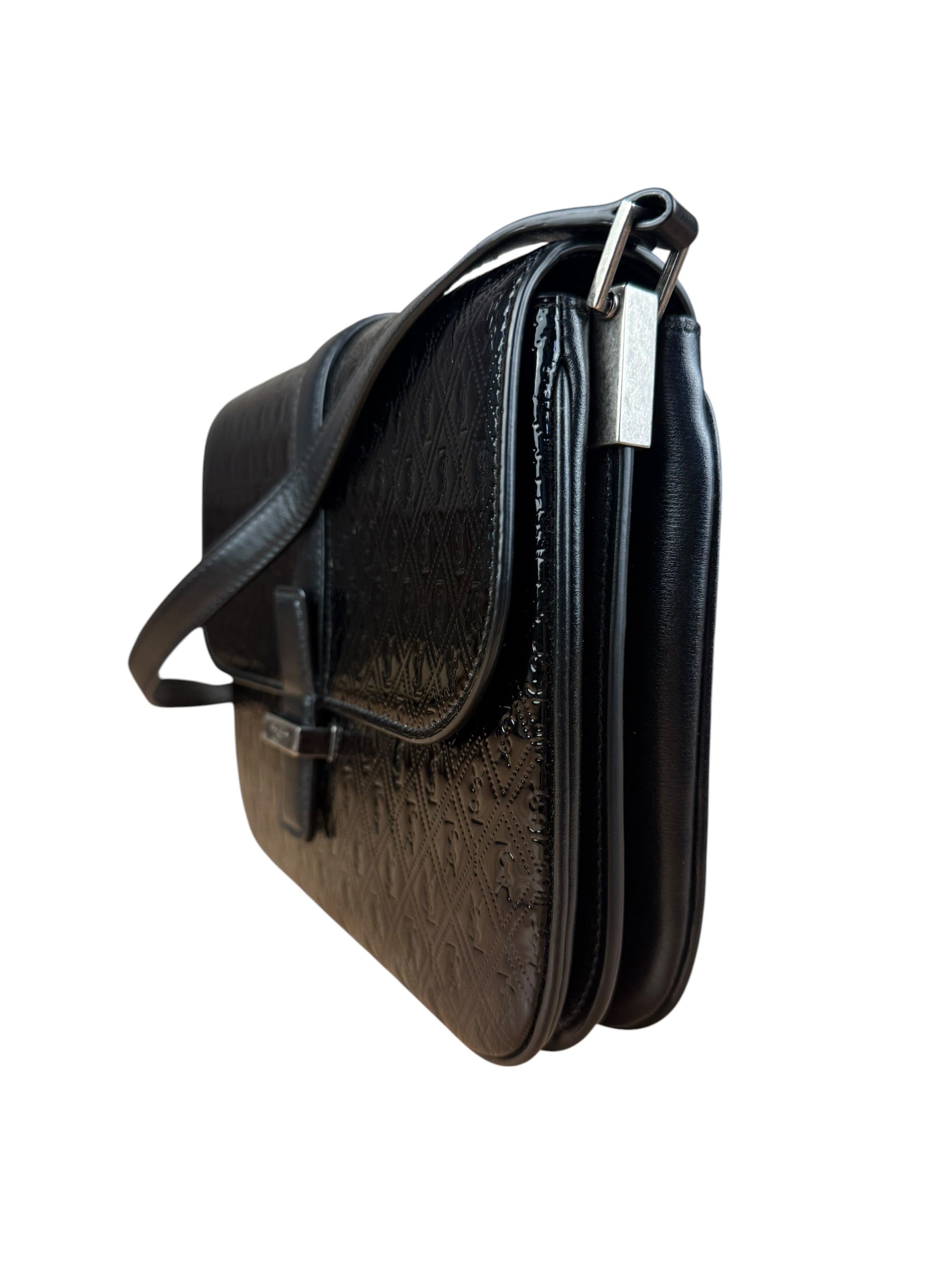 Saint Laurent Black Monogram Patent Leather Shoulder Bag