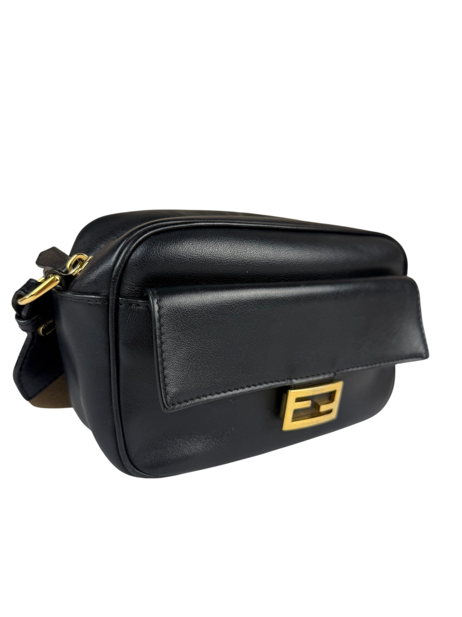 Fendi Black Leather Camera Crossbody