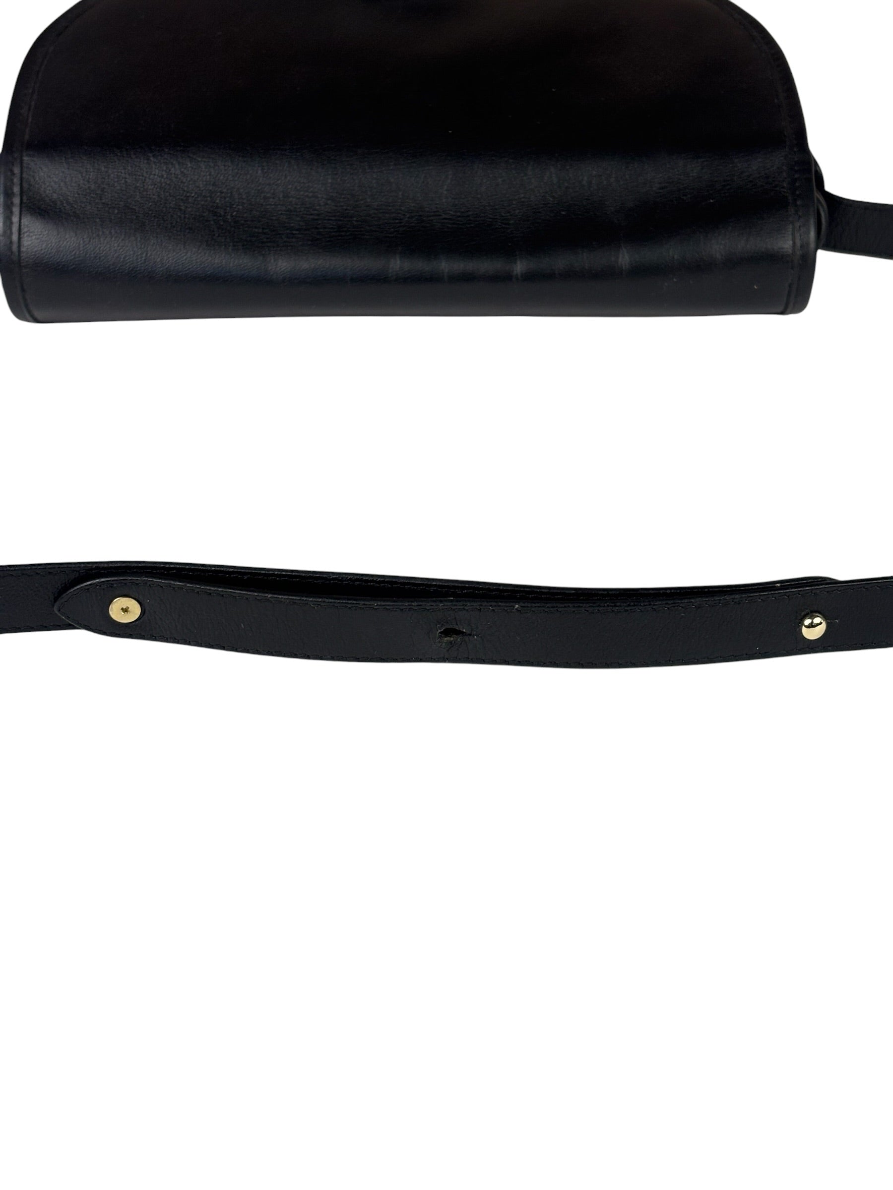 Christian Dior Vintage Black Leather Rounded Flap Bag