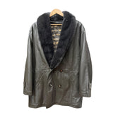 Vintage Grey Fur Lined Leather Blazer Coat