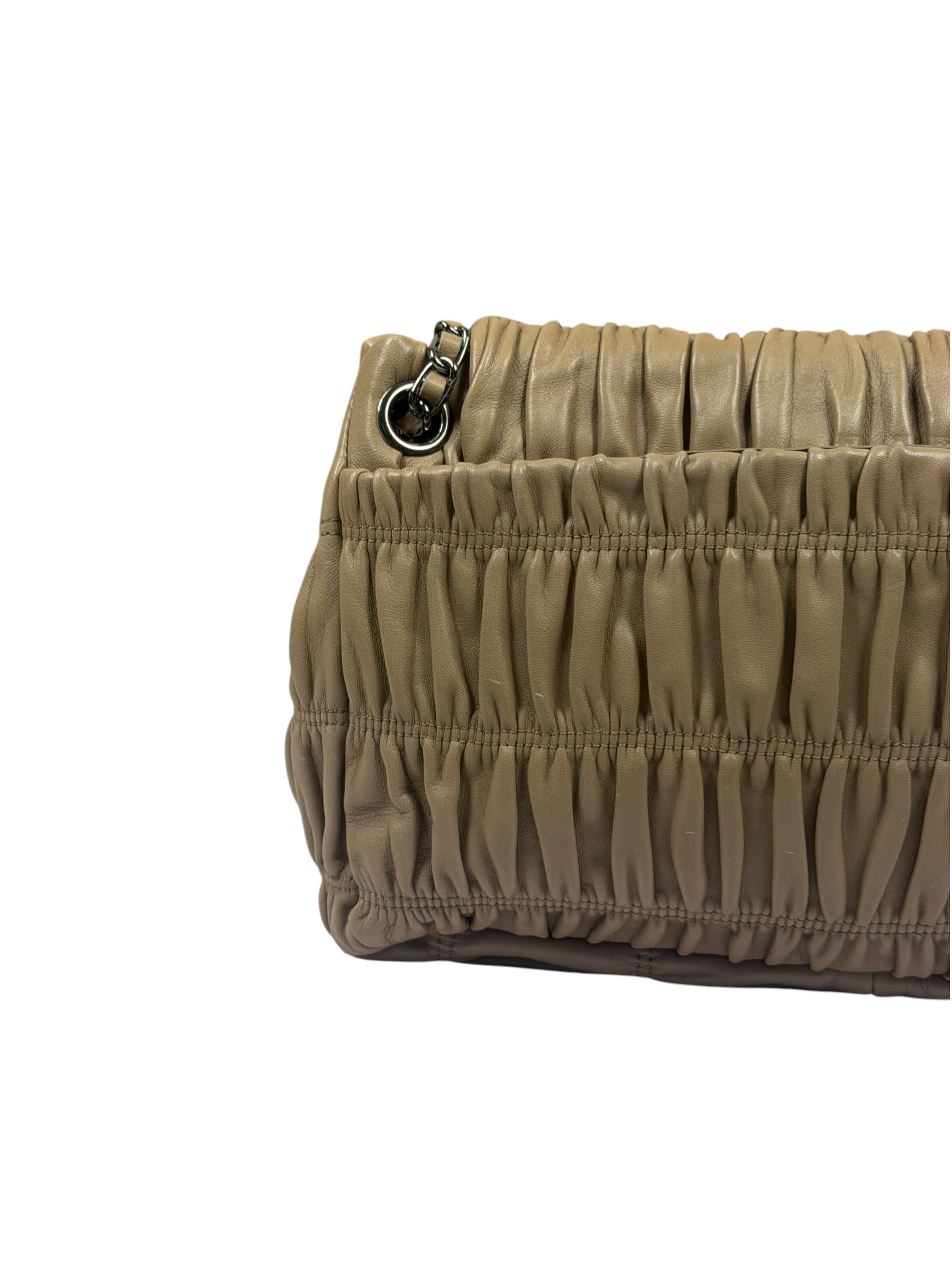 Prada Beige Nappa Leather Gaufre Chain Shoulder Bag
