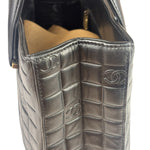 Chanel Vintage Black Leather Chocolate Bar Tote Bag 1992