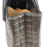 Chanel Vintage Black Leather Chocolate Bar Tote Bag 1992