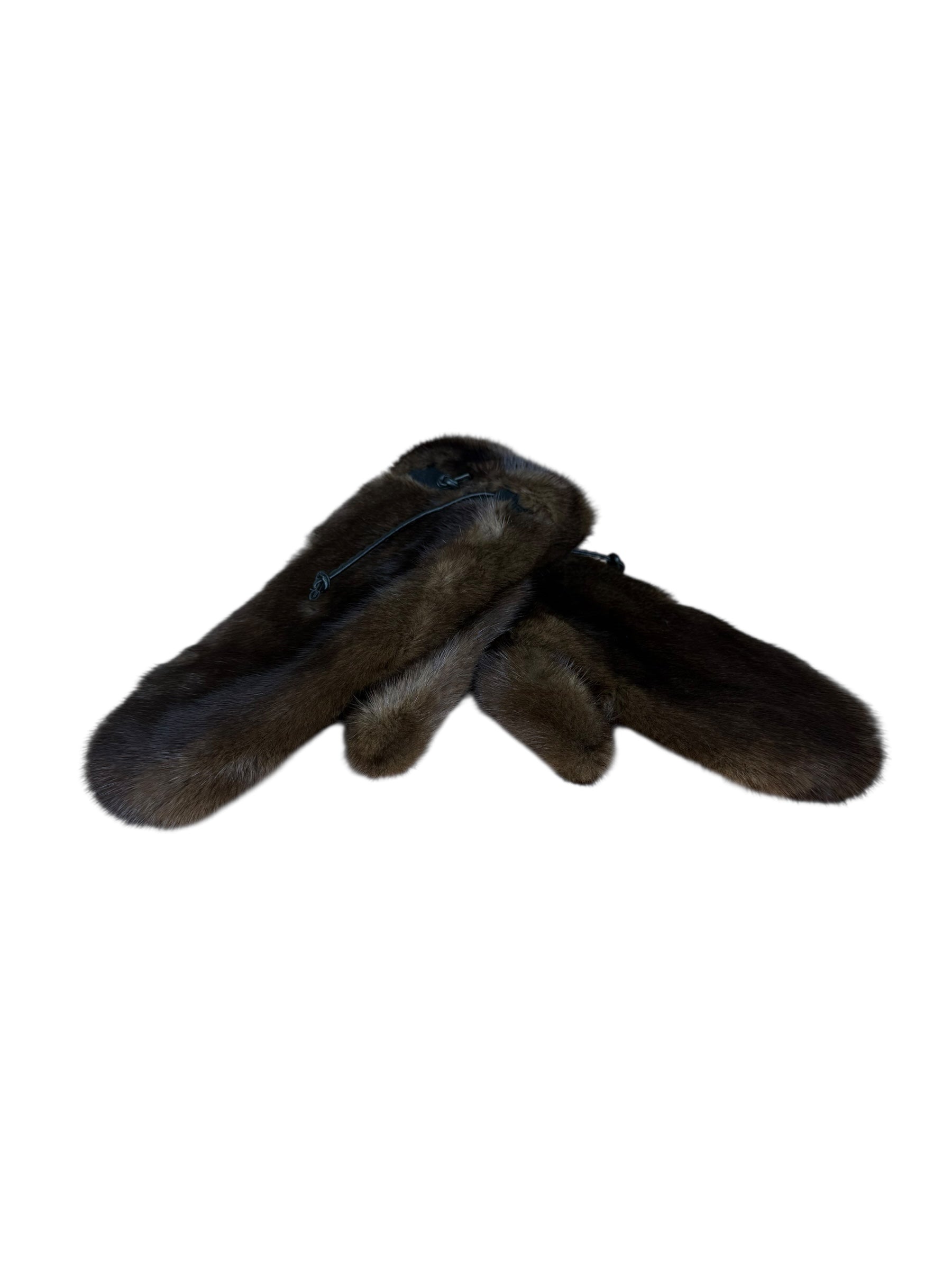 Vintage Brown Fur Mittens