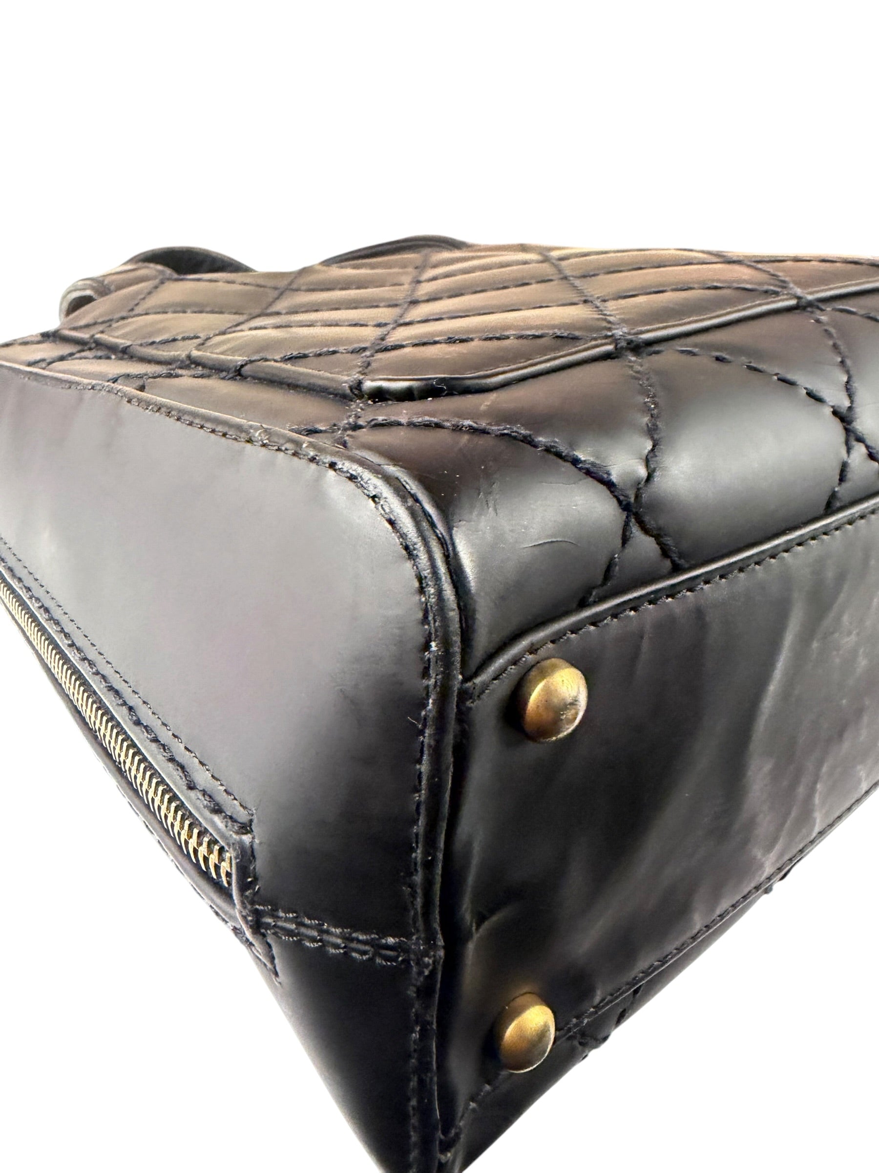 Chanel Black Leather Wild Stitch Tote Bag 2002