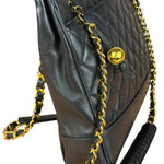 Chanel Black Lambskin Shopper Tote 90s