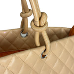 Chanel Beige Quilted Lambskin Linge Cambon Tote2005