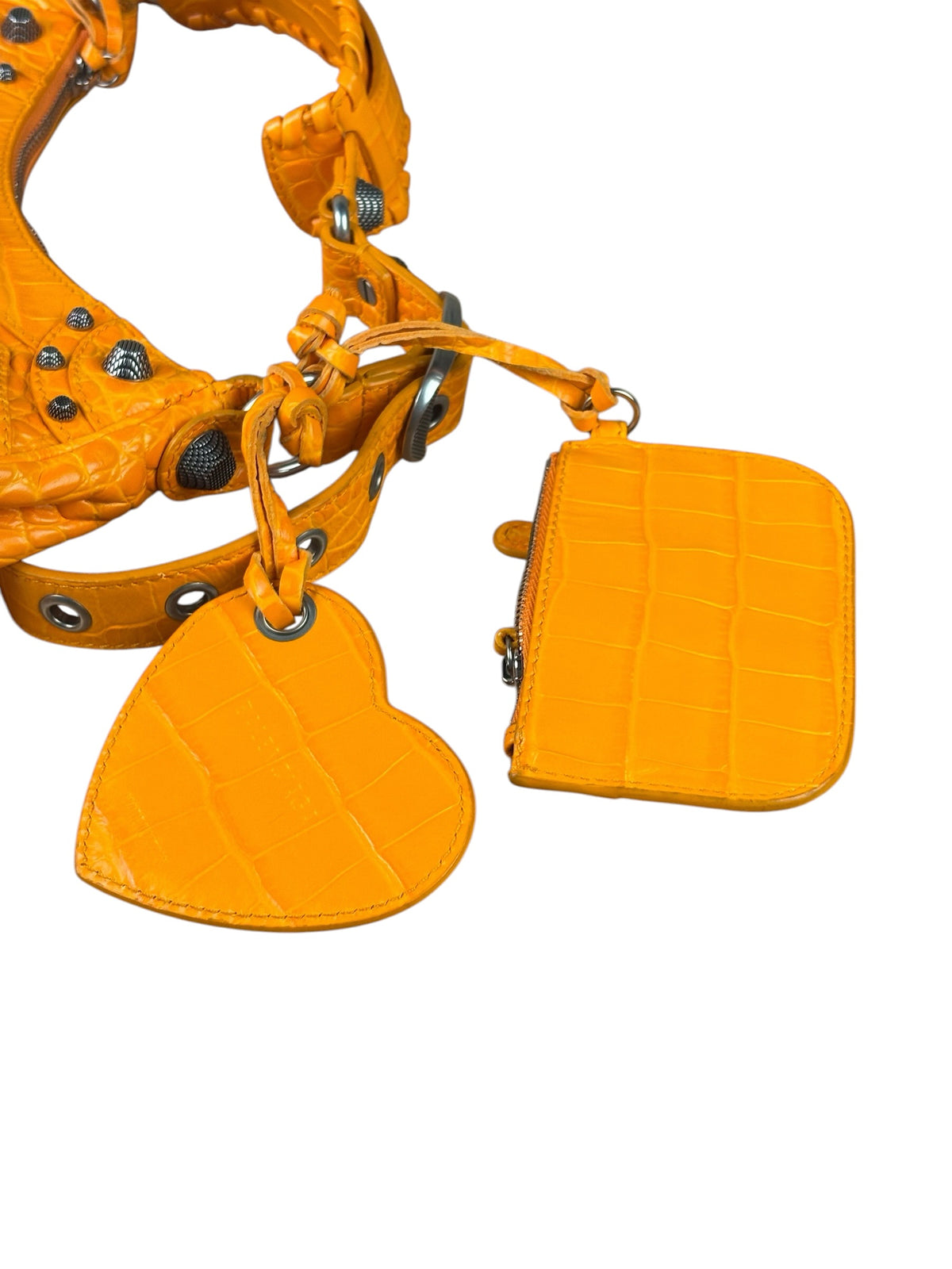 Balenciaga Orange Leather Moto City Bag
