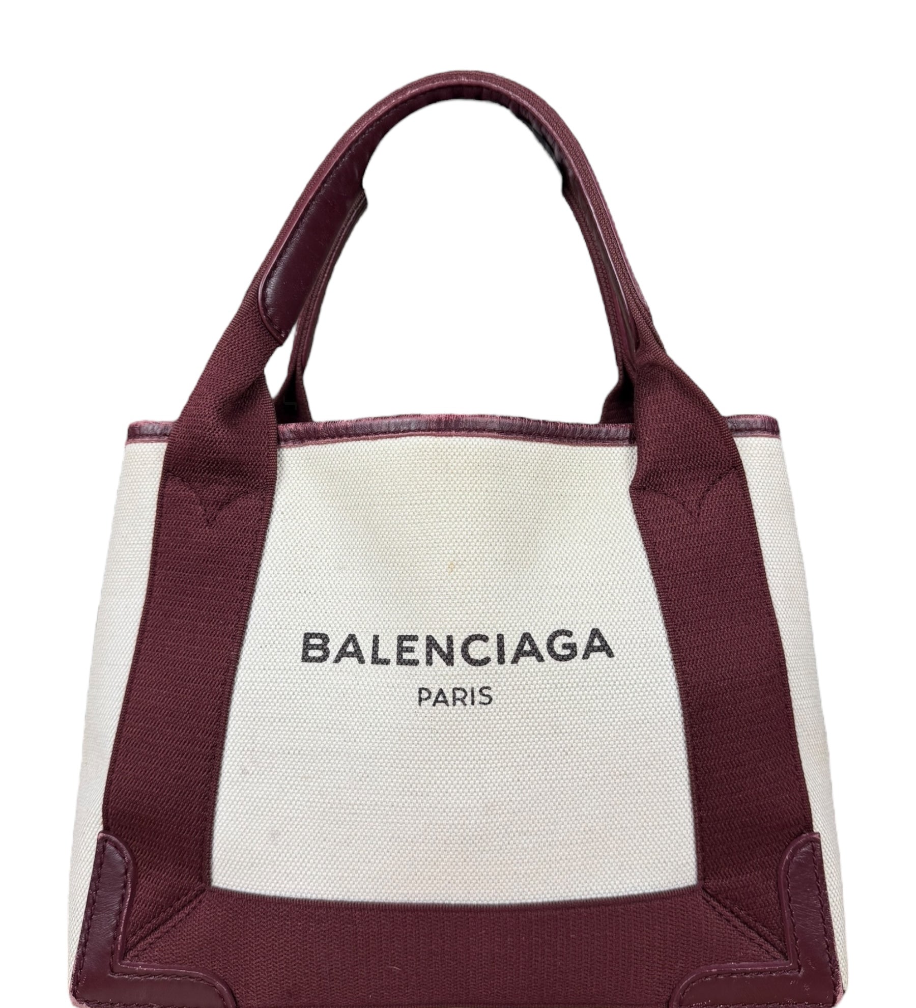 Balenciaga Canvas Maroon Cabas XS Tote Bag