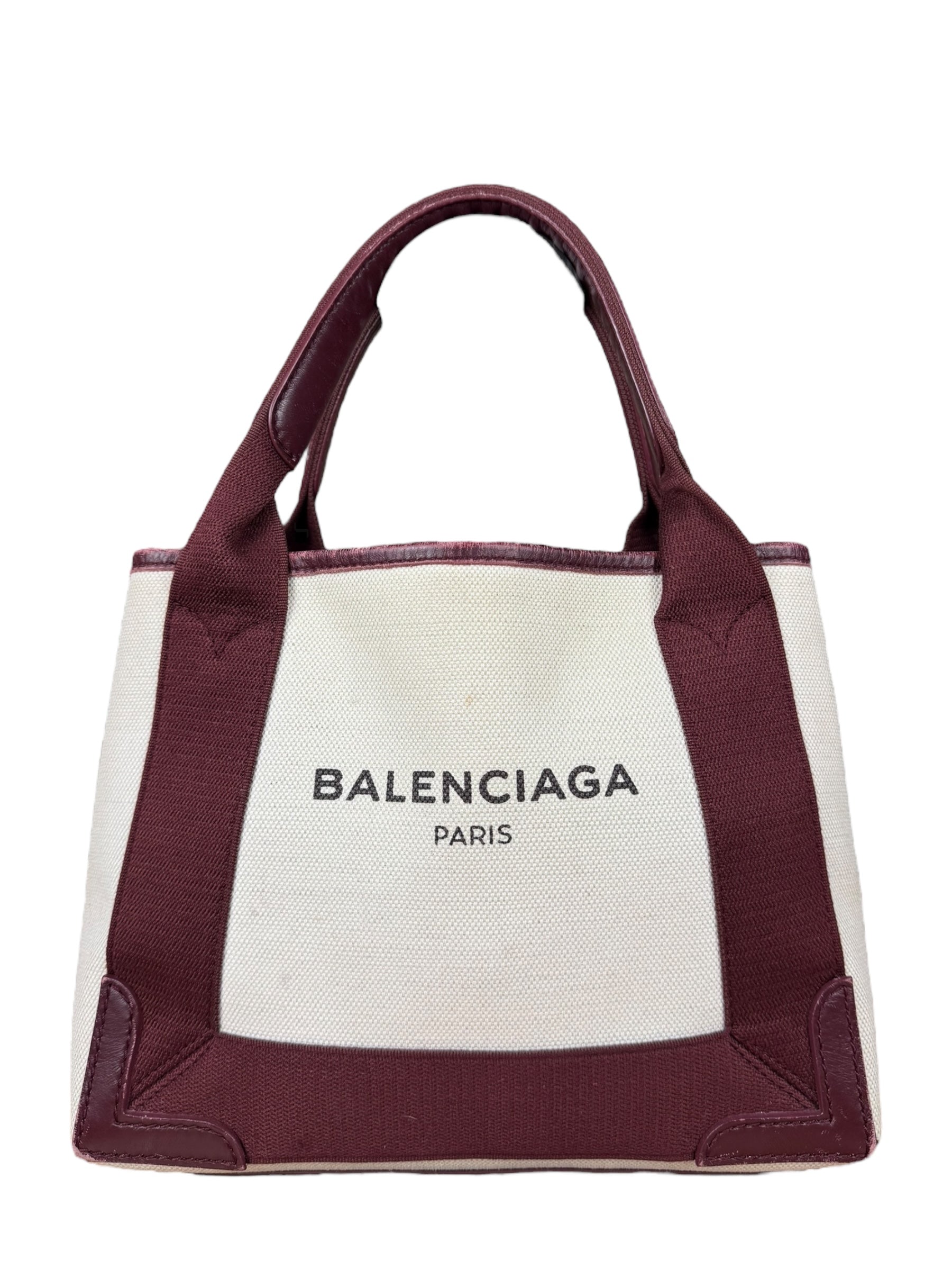 Balenciaga Canvas Maroon Cabas XS Tote Bag