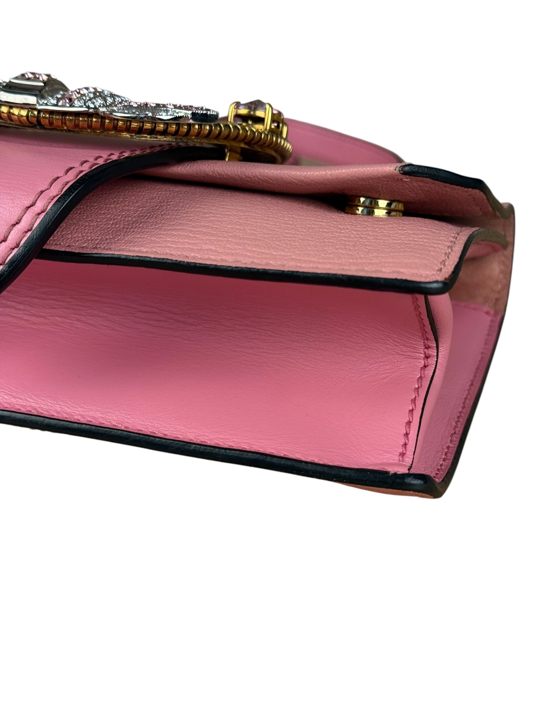 Miu Miu Pink Leather Madras Crystal Embellished Shoulder Bag