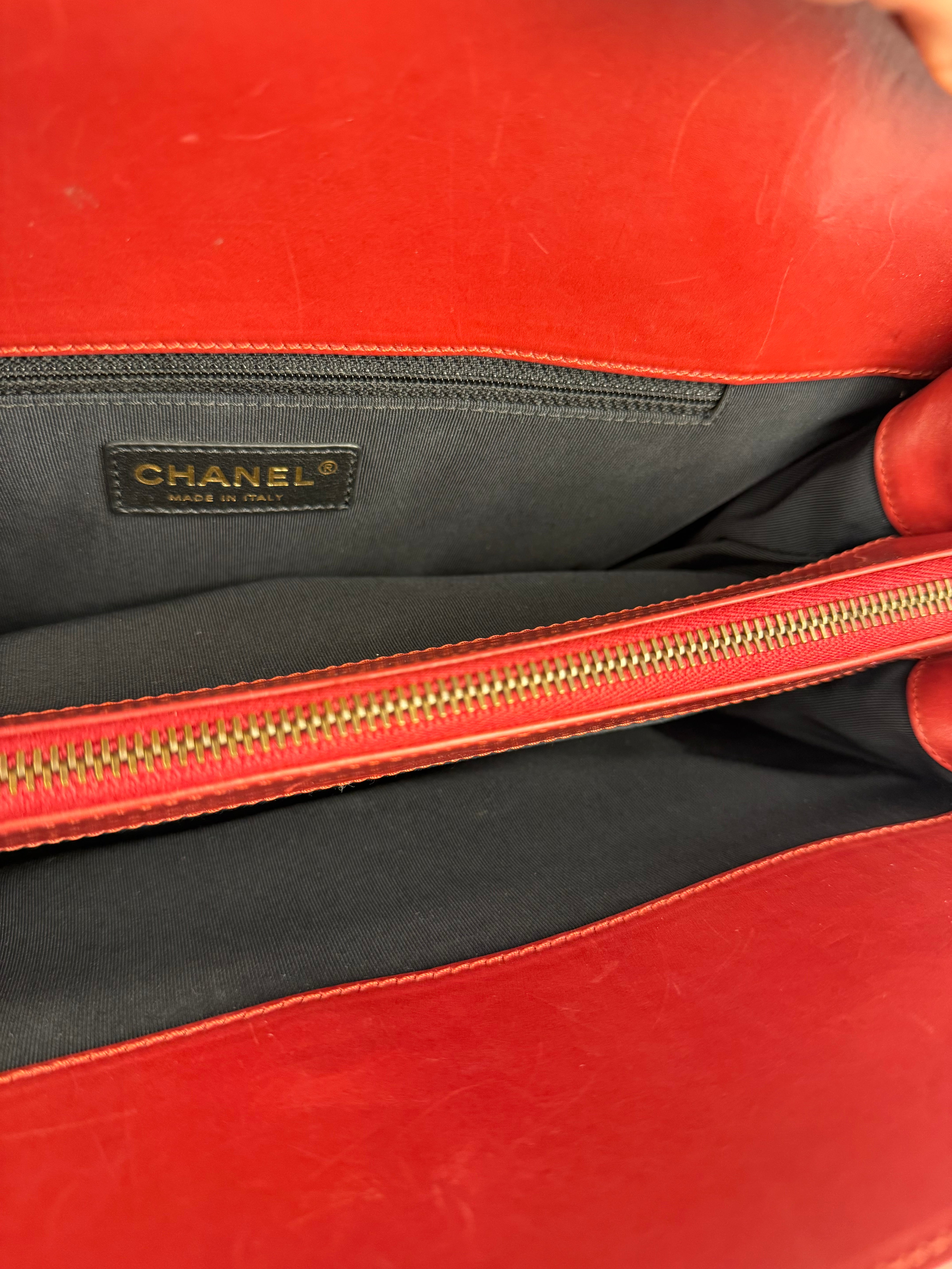 Chanel Red Leather Large Jetsetter Boy 2Way Handbag 2011