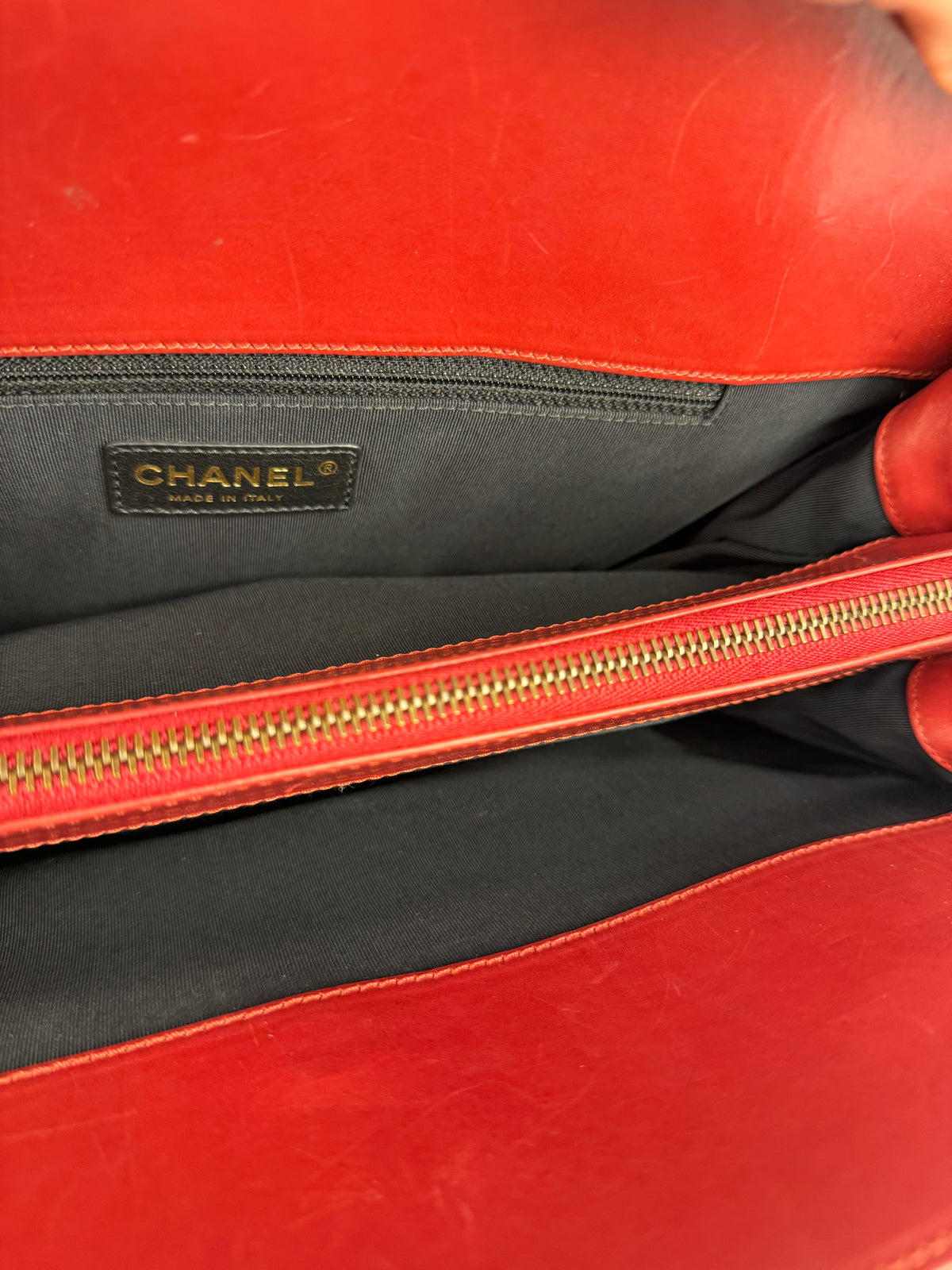 Chanel Red Leather Large Jetsetter Boy 2Way Handbag 2011