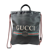 Gucci Black Leather Drawstring Backpack