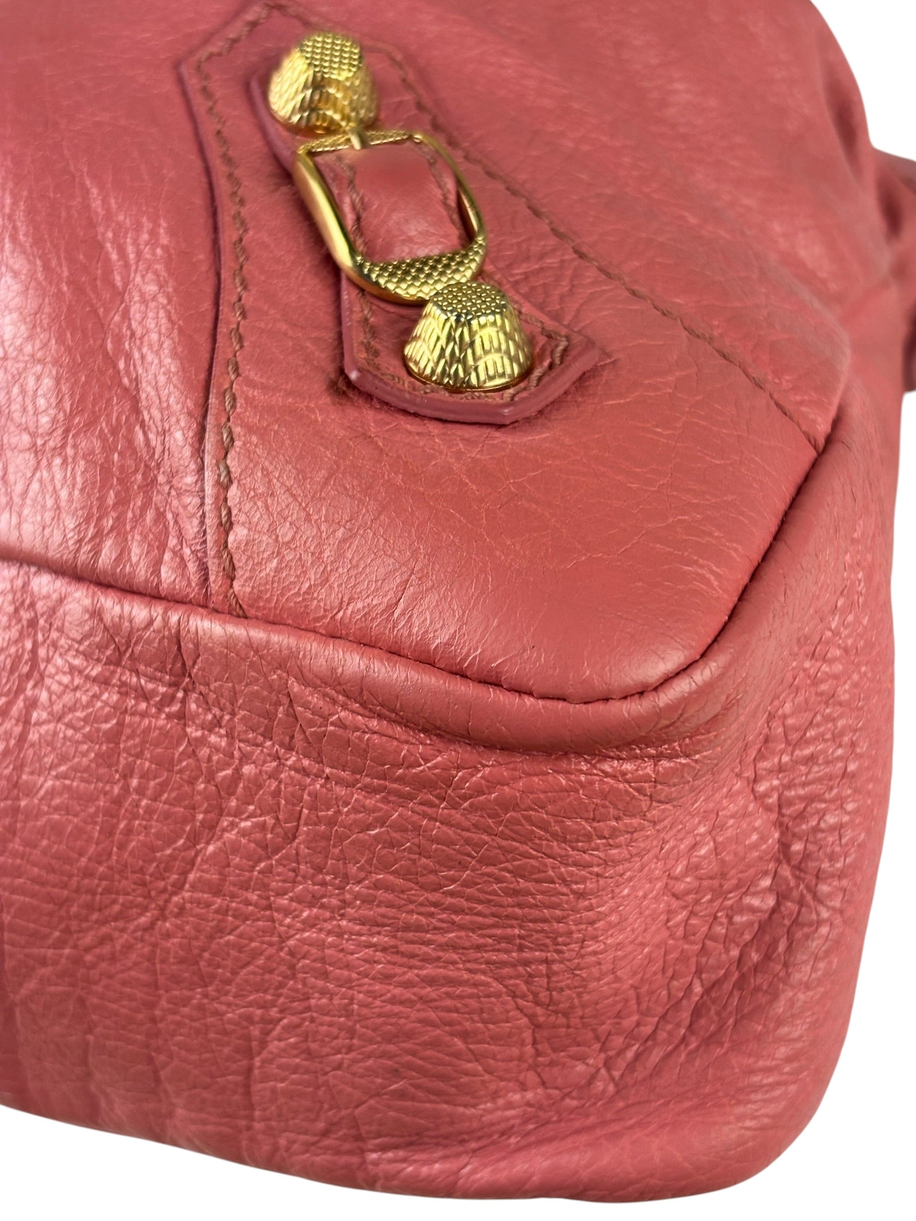 Balenciaga Pink Lambskin Velo Moto Two-Way Bag