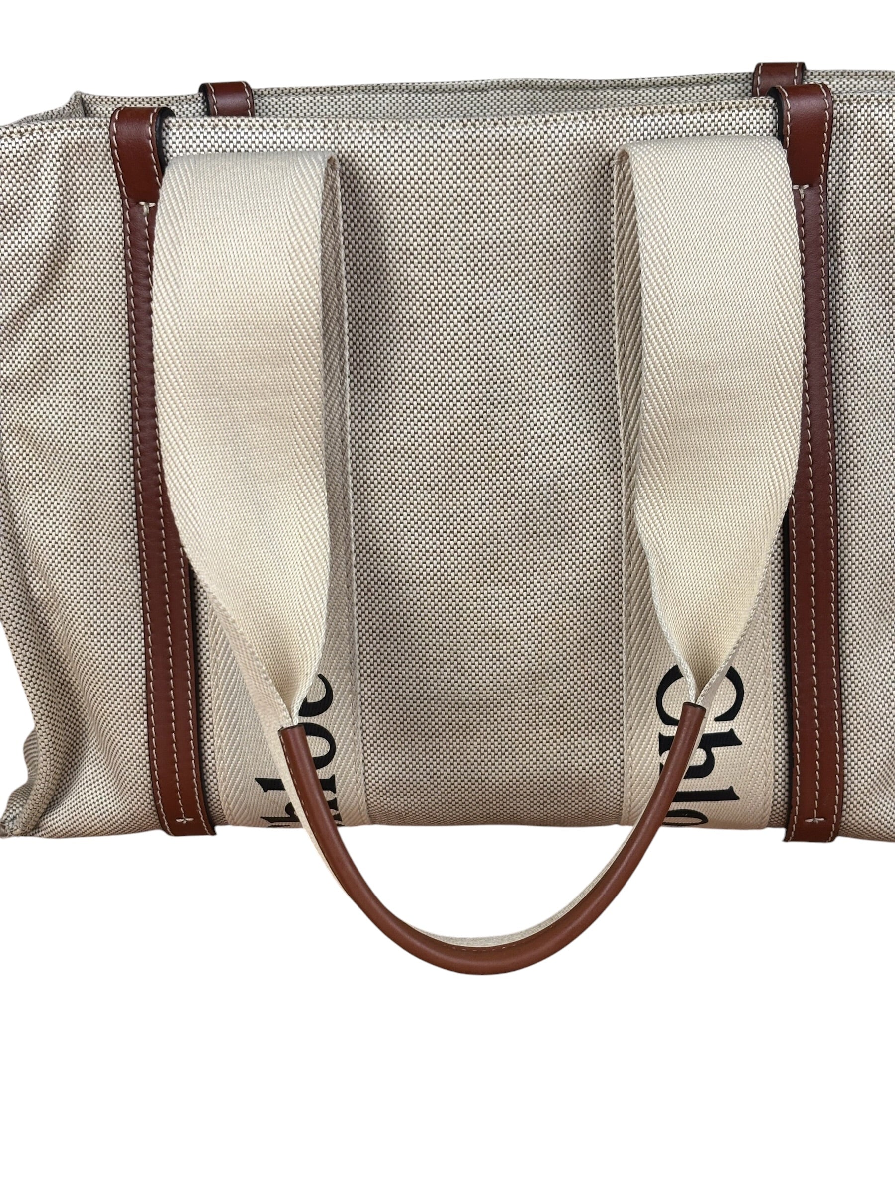 Chloe Leather Trim Woody Medium Tote Bag