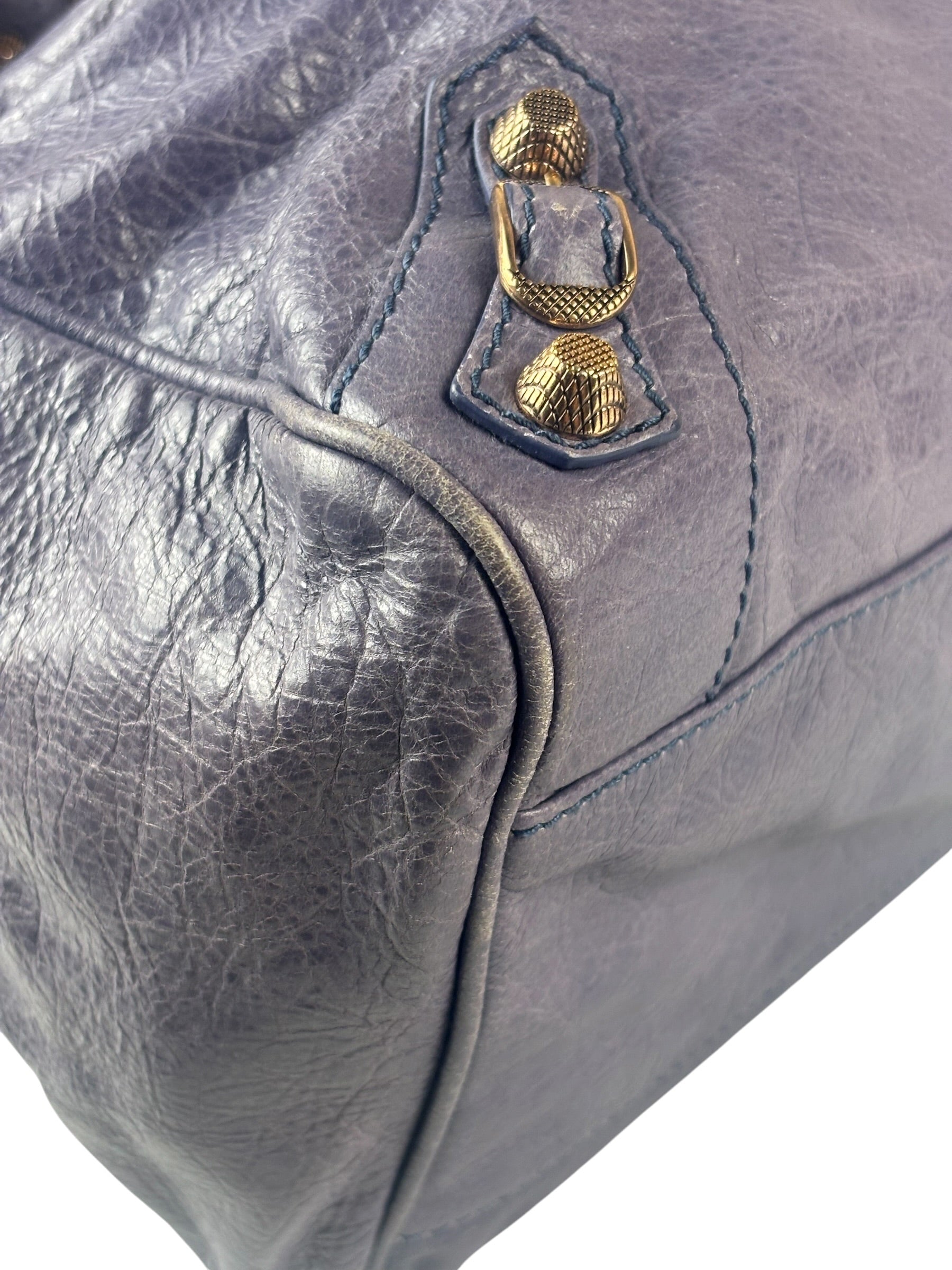 Balenciaga Purple Leather City Two-Way Bag