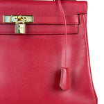 Hermes Kelly 32 Courchevel Rouge Vif Gold Handbag 1997
