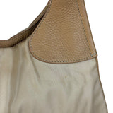 Prada Vintage Beige Nylon/Leather Logo Handbag