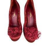 Chanel Floral Lace Red Heel