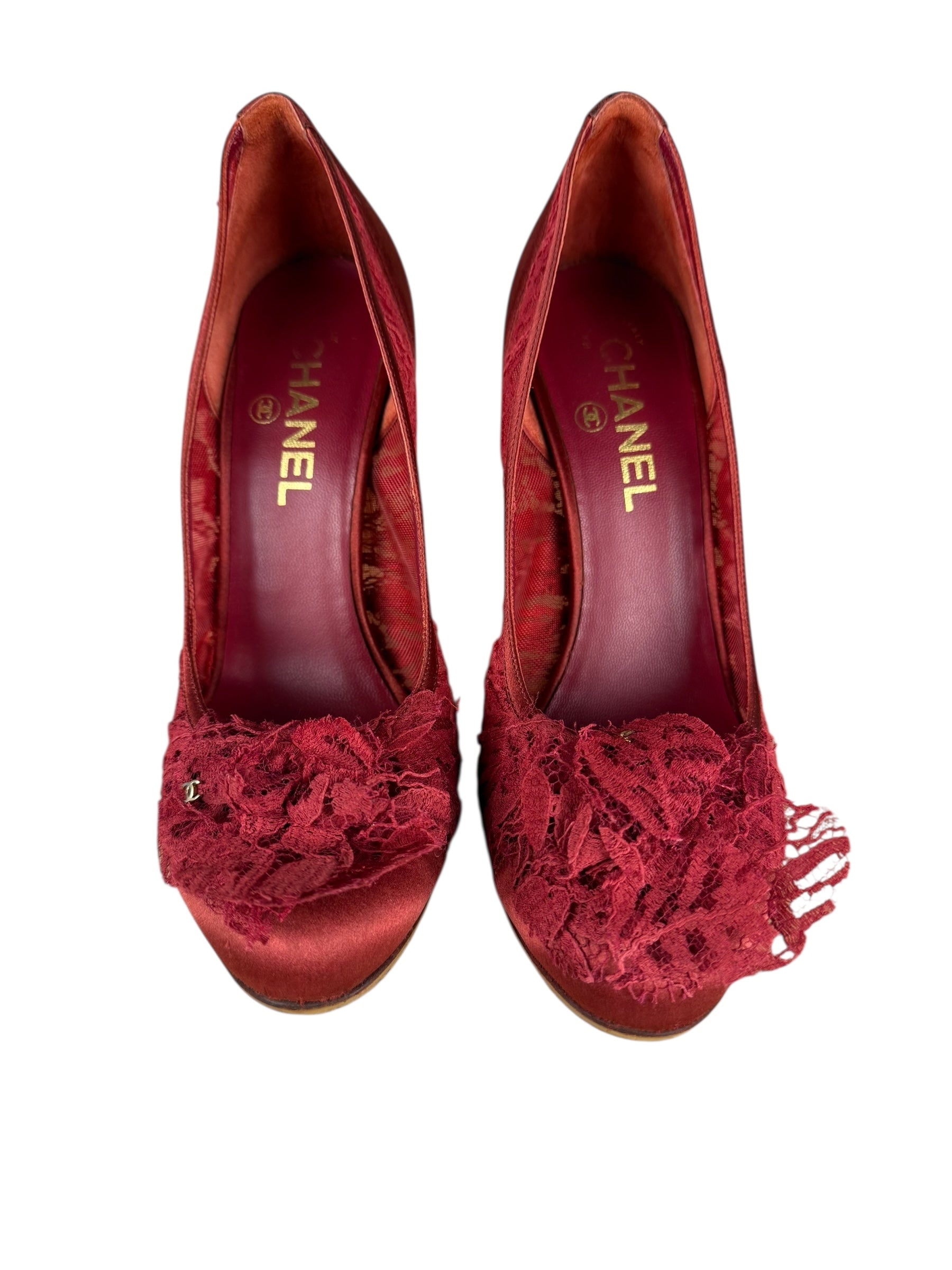 Chanel Floral Lace Red Heel