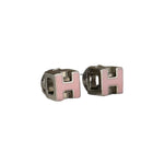 Hermes Silver Pink H Studded Earrings