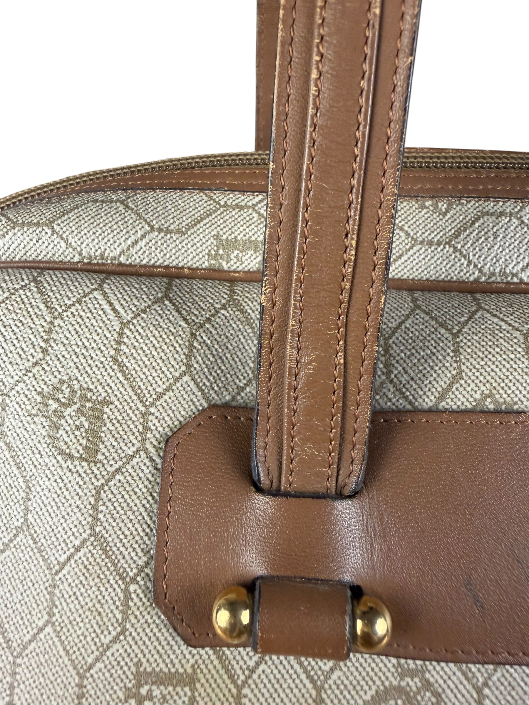 Christian Dior Vintage Beige Honeycomb Boston Bag