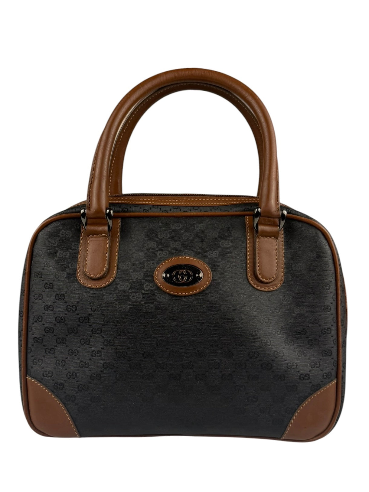 Gucci Vintage Micro GG Black/Brown Supreme Satchel Hand Bag
