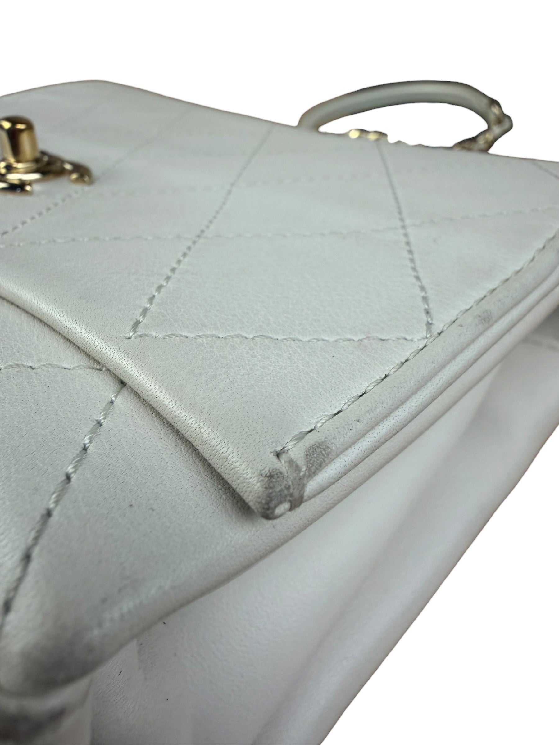 Chanel White Leather Mini Shoulder Bag 1992