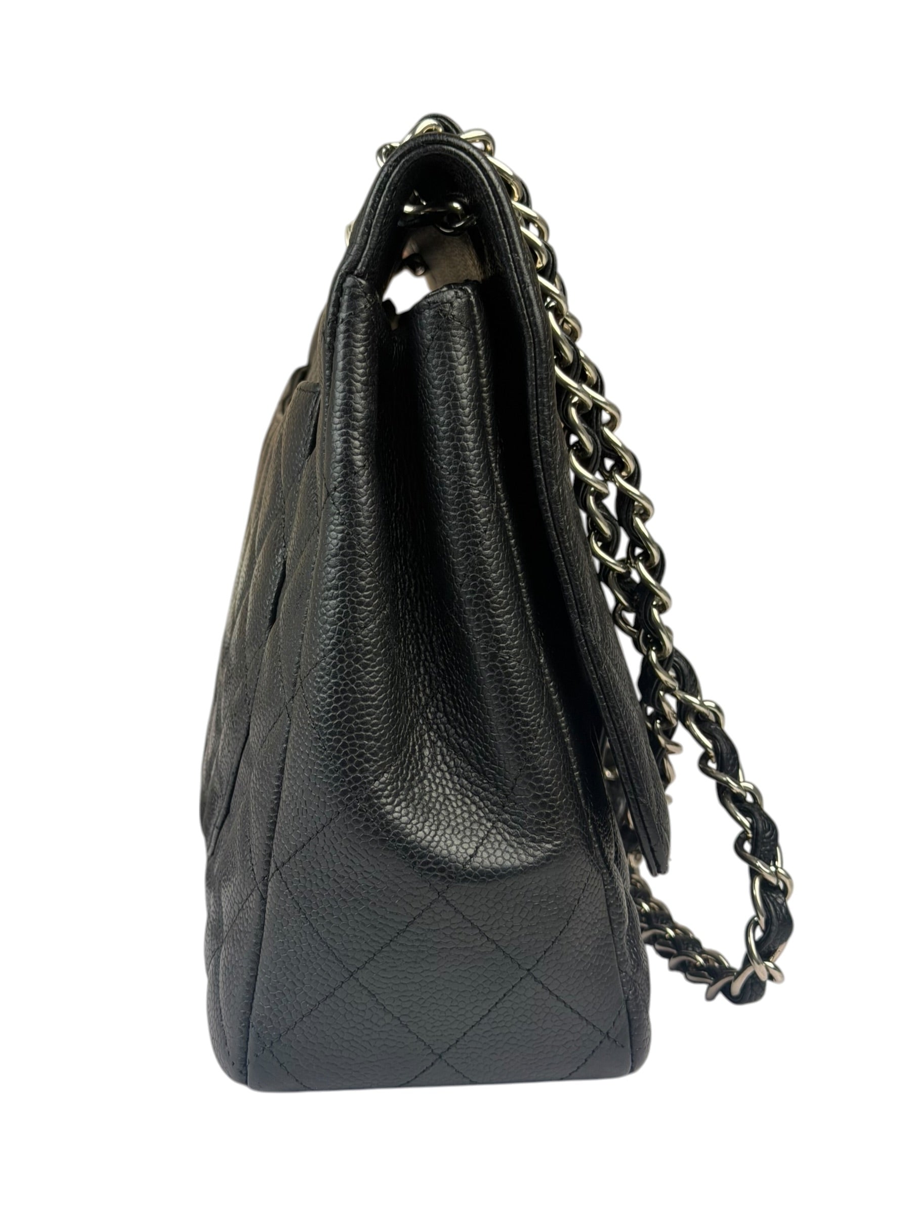 Chanel Black Quilted Leather Jumbo Classic Flap Bag 2009