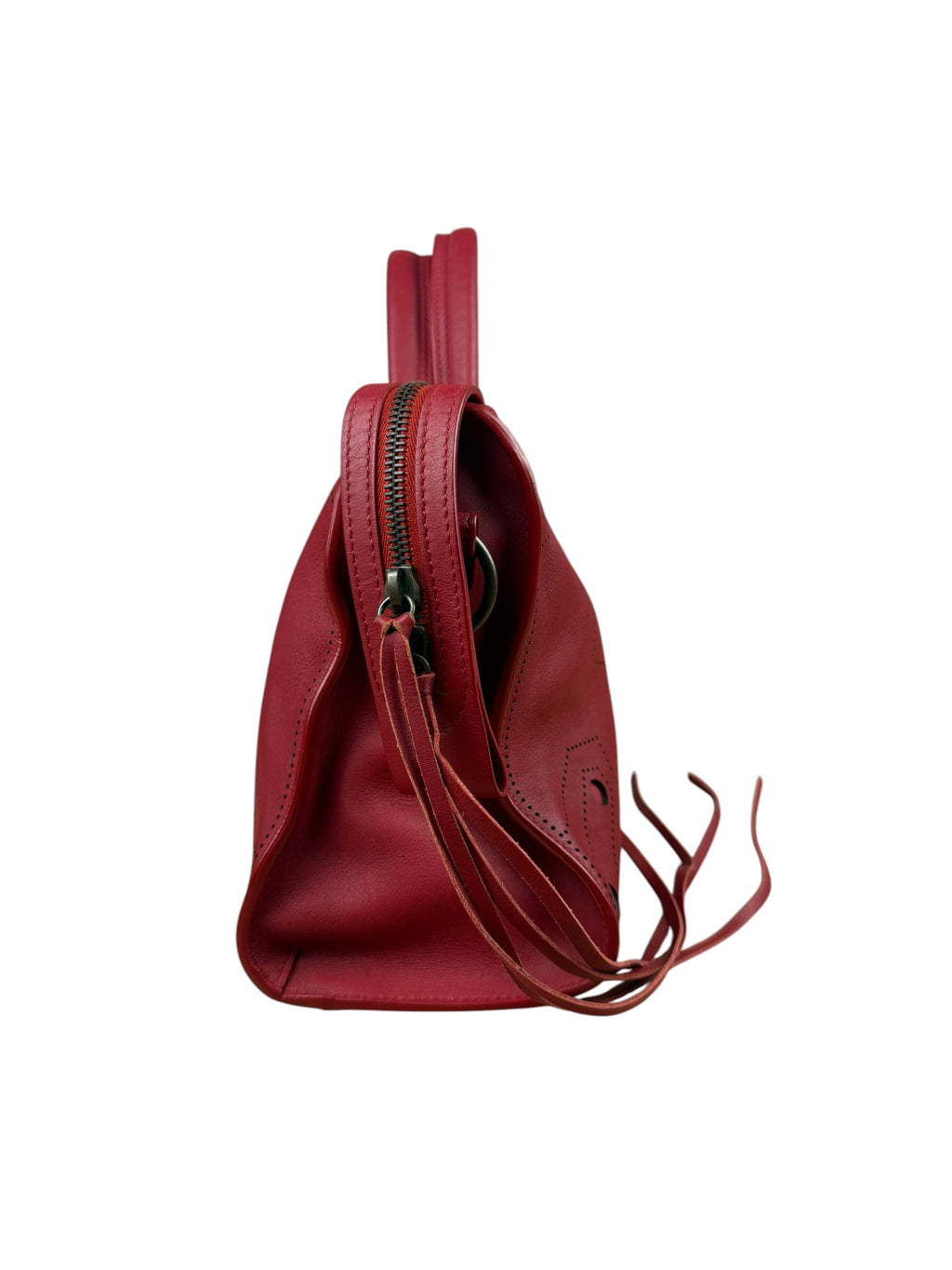 Balenciaga Red Leather Blackout City Two-Way Bag
