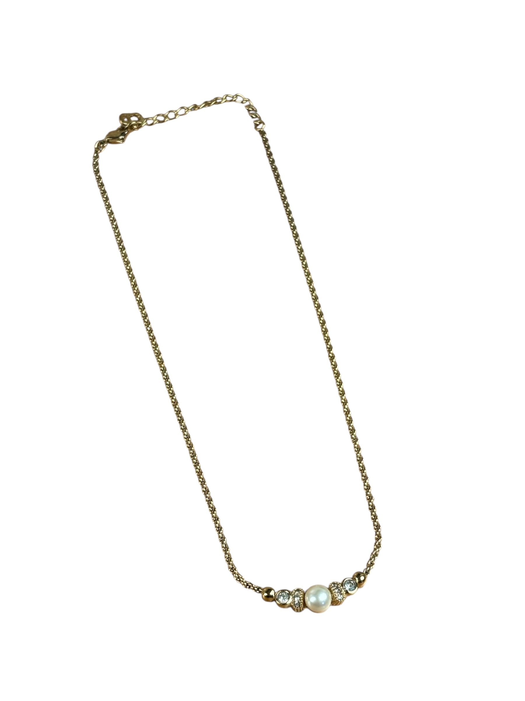 Christian Dior Vintage Gold Pearl Necklace