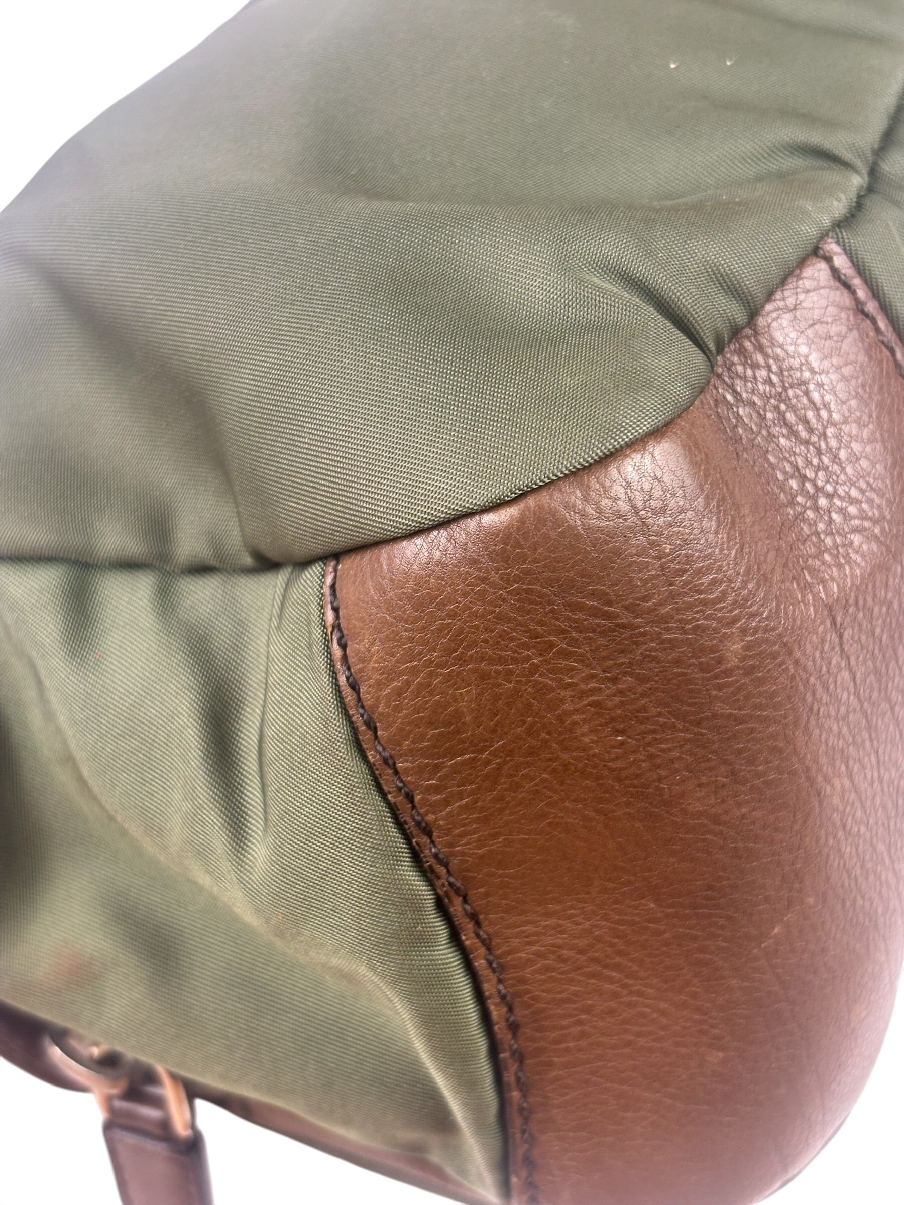 Prada Vintage Green Nylon/Leather Crossbody Bag