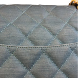 Chanel Teal Blue Jersey Large Flap Bag 2009