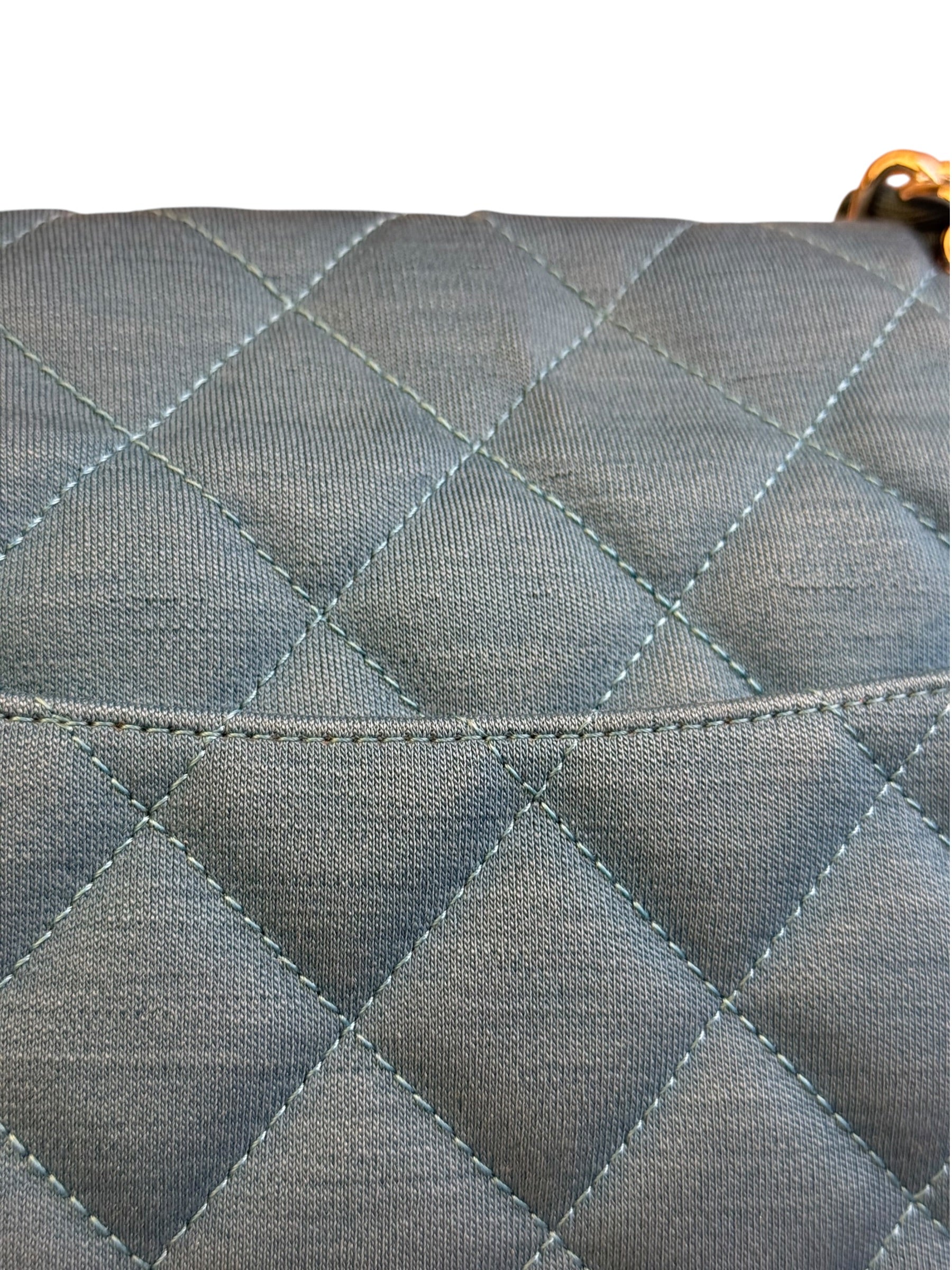 Chanel Teal Blue Jersey Large Flap Bag 2009